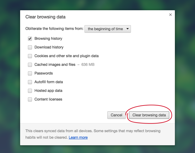 how to delete history for google chrome mac